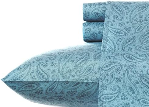 Perry Ellis Jacob Paisley Microfiber Sheet Set, Queen, Blue