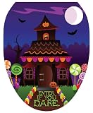 Toilet Tattoos TT-H701-O Haunted House Decorative Applique For Toilet Lid, Elongated