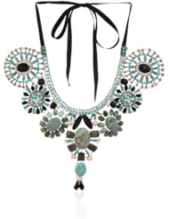 Ranjana Khan Turquoise and Onyx Scalloped Bib Necklace