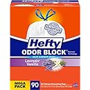 Hefty Odor Block Tall Kitchen Trash Bags, Lavender Vanilla, 90 Count