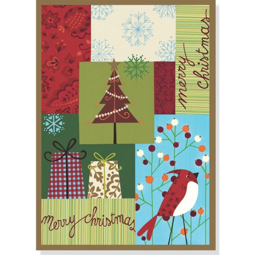 Merry Christmas Patchwork Large Boxed Holiday Cards (Christmas Cards, Holiday Cards, Greeting Cards)