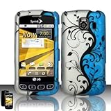 Silver Black Blue Vine Flower Design Rubberized Snap on Hard Shell Cover Pr ....