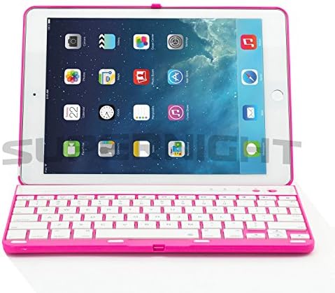 YIPBOWPT Apple iPad Air 2 iPad 6 Wireless Bluetooth Keyboard Stand Case Cover.Folio Style Cover with 360 Degree Rotating Viewing Stand Feature.Color:Pink