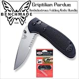 Benchmade Knife 530S Pardue Axis Folding Knife ComboEdge Satin Blade Knife Including Smiths Pocket PAL Manual Knife Sharpener for Plain and Serrated Edge Knife Blades