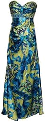 Paisley Floral Print Satin Beaded Formal Gown Prom Dress