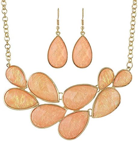 Feelontop® Colorful Rhinestone Choker Necklace Romantic Vivid Drop Jewelry Set with Jewelry Pouch (Orange)