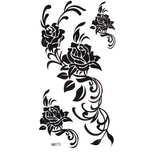 King Horse Black rose tempoary tattoo waterproof fashion sexy