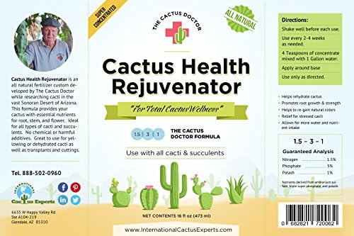 Cactus Health Rejuvenator - 16 Oz Concentrated Liquid Cactus Fertilizer