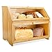 Double Layer Bread Box for Kitchen Large Bamboo Capacity Food Storage