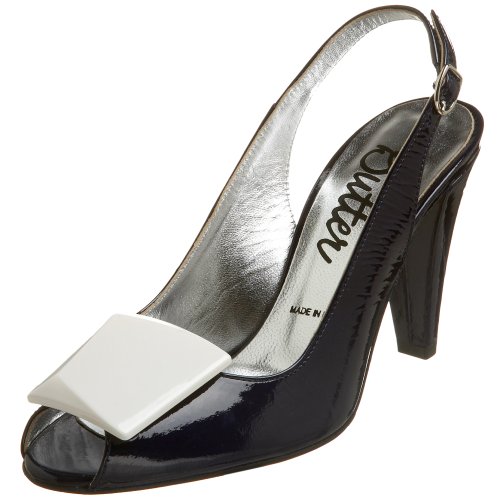 Butter Women's Cuba Peep Toe Slingback,Navy Patent/White,6 M US