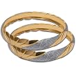 Gold and Rodium Plated Bangle Bracelets Pair Costume Jewelry from India Unique Gift for Her 2.3 inches