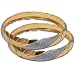 Gold and Rodium Plated Bangle Bracelets Pair Costume Jewelry from India Unique Gift for Her 2.3 inches
