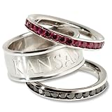 University  of Kansas Logo Crystal Stacked Ring Set (Size 7)