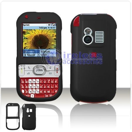 Rubber Feel Black Hard Case Cover for Palm Centro PDA SNAP-ON Protective
