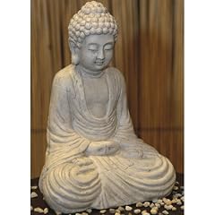 SITZENDE BUDDHA STATUE TERRAKOTTA sitzend budda statue garten figur grau