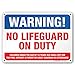 Warning No Lifeguard on Duty Sign - Swim at Your Own Risk - 10