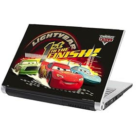 Sticker ordinateur portable Cars Disney "1st to the finish" - Taille: 17 � 19 pouces