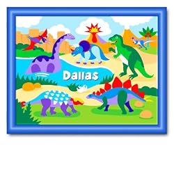 Dinosaurland Large Blue Personalized Print