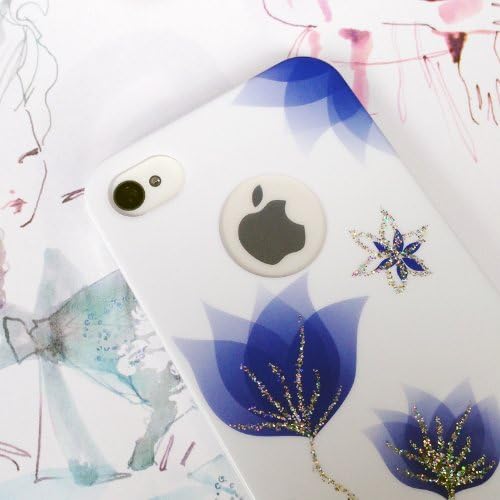 RGBMIX Dream of Flower Hard Case Cover for IPHONE 4 4S White with Blue Flowers