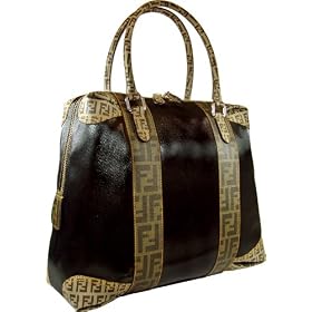 Fendi B.Mix Tobacco Sateen Bowler Tote 8BL096-WD5-F0BYQ
