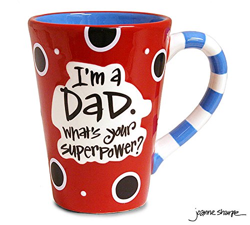 12 Oz Dad Coffee Mug with "I'm A Dad, What's Your Super Power?" Great Gift Red