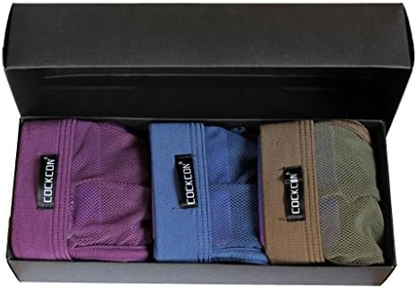 COCKCON Gift Box Packaging (3 in a pack) Men's Breathable Ranslucent Lace Briefs