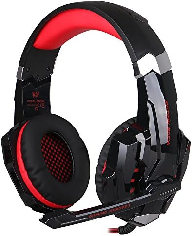 Gaming Headset,Winzik G9000 3.5mm Game Gaming Headphone Headset Earphone Headband with Microphone LED Light for Laptop Tablet Mobile Phones PS4, Black + Red