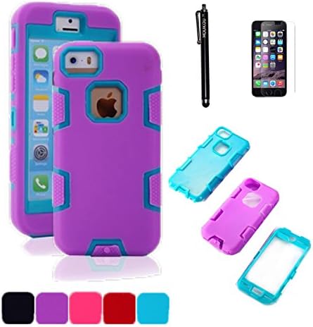 iPhone 5C Case MOUKOU(TM) 3in1 Hybrid Case Silicone Skin with PC Plastic for iphone 5C