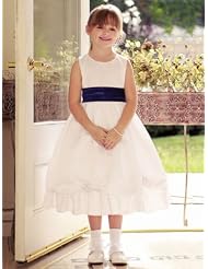 Melina Ivory Satin Flower Girl Dress with Choice of Cummerbund Sash by Greatlookz