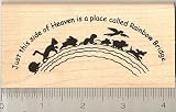 Large Rainbow Bridge with Pets Rubber Stamp - Wood Mounted