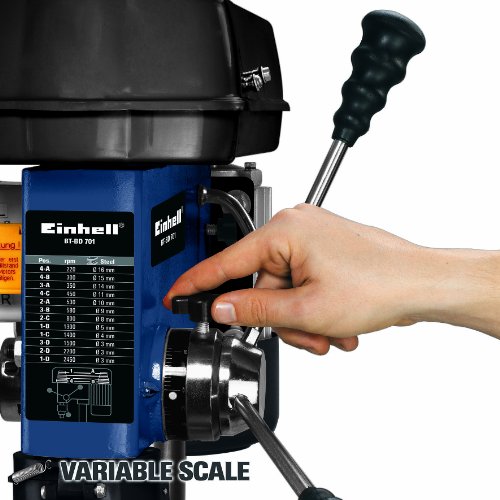 Einhell Säulenbohrmaschine BT-BD 701 (630 W, Bohr Ø˜ 3-16 mm, Bohrtiefe 60 mm, Drehzahlregelung, stufenlose Tischhöhenverstellung, Schraubstock) - 4