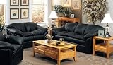 2 PCs Casual Style Black Leather Sofa and Loveseat Set