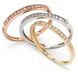 10k Tri-Colored Gold Diamond Stack Ring
