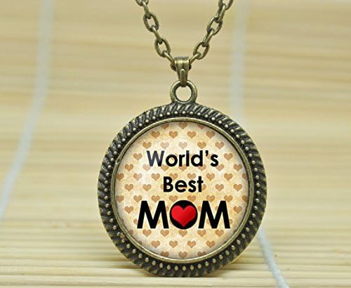 Mother'S Day Necklace Mother'S Day Pendant Mother Jewelry The Best Mom Ever I Love You Mom Glass Cabochon Necklace A0036