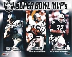 Fred Biletnikoff, Jim Plunkett, and Marcus Allen Autographed Raiders 8x10 Photo ~ Super Bowl MVP's