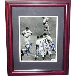 Buy Autographed Johnny Mize, Bill Rigney, Walker Cooper, and Bud Blattner JSA B and W Framed Photo