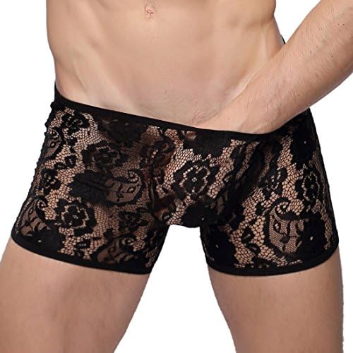 Cheey Men's See-Through Lace Underwear Boxer Briefs Bathing Bikini