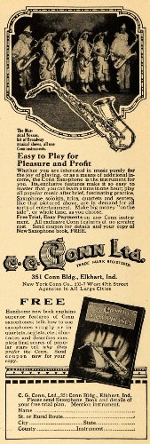 1922 Ad C. G. Conn Saxophones Broadway Musical Nosses - Original Print Ad