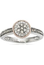 14k Rose Gold Plated Sterling Silver Champagne and White Diamond (1/4cttw, I-J Color, I2-I3 Clarity) Ring