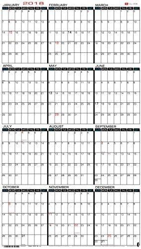 24" x 42" Extra Large Wet Erase - Yearly 2018 Wall Calendar - Laminated Vertical Planner (2442-18v)