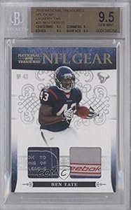 Ben Tate BGS GRADED 9.5 #14/15 Houston Texans (Football Card) 2010 Playoff National Treasures NFL Gear Combos Laundry Tag #25