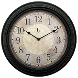 Geneva 13-1/2-Inch Antique Plastic Wall Clock, Black