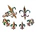 Mardi Gras Colored Fleur de lis Silver Tuxedo Studs and Cufflinks