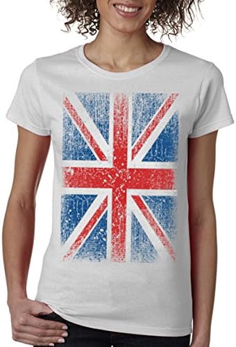 Union Jack Distressed Upside Down Women's T-Shirt British Flag Shirts White Large