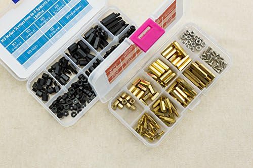 300pc M3 Nylon Hex Spacers Screw Nut Stand-off Plastic with M3 Brass Assortment Kit