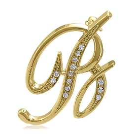 Gold Tone Initial Letter Brooch Pin - B - Ideal Gift For Mother Day, Anniversary, Engagement, Wedding, Birthday, For Her