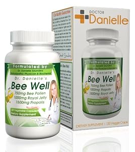 Dr. Danielle's Bee Well (Royal Jelly 1500mg, Propolis 1000mg, Beepollen 750mg) in 4 Daily Capsules