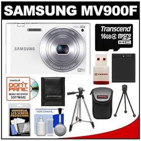 Samsung MV900F Multiview Smart Wi-Fi Digital Camera (White) with 16GB Card + Case + Battery + Tripod + Accessory Kit