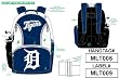 MLB Back Pack - Blue and White Detroit Tigers Backpack with Team Logo and Water Bottle