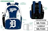 MLB Back Pack - Blue and White Detroit Tigers Backpack with Team Logo and Water Bottle